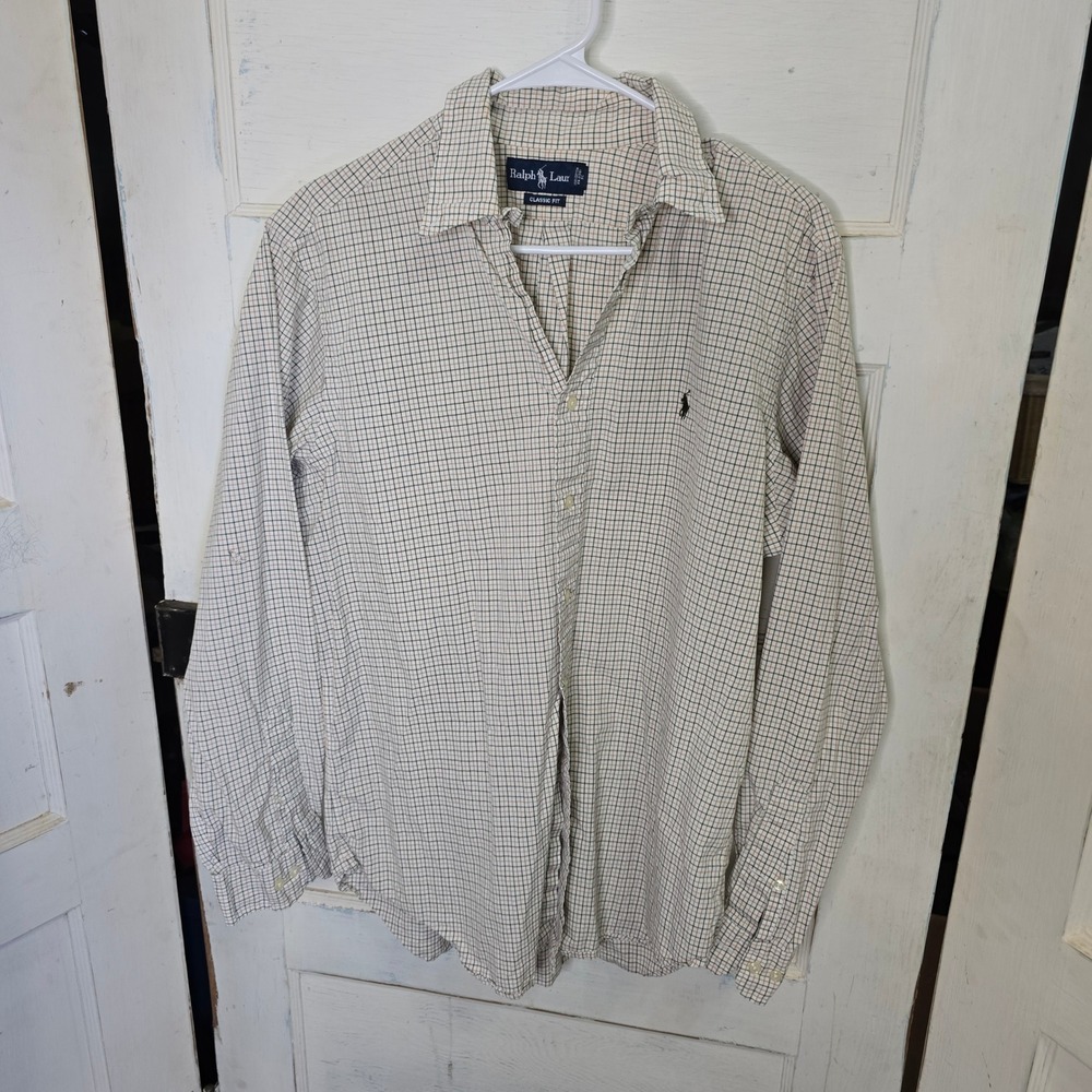 Ralph Lauren vintage‎ Classic Fit Mens Long Shirt Button Down 16 x 34/35